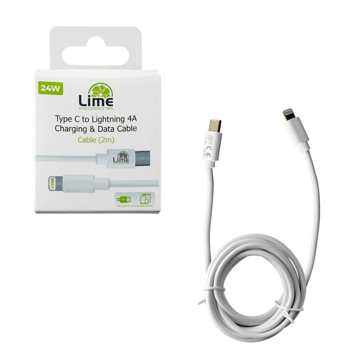 Kαλώδιο USB Lime LCL02 Λευκό USB Type-C σε Lightning 4.0A, 2m για φόρτιση και δεδομένα-24W