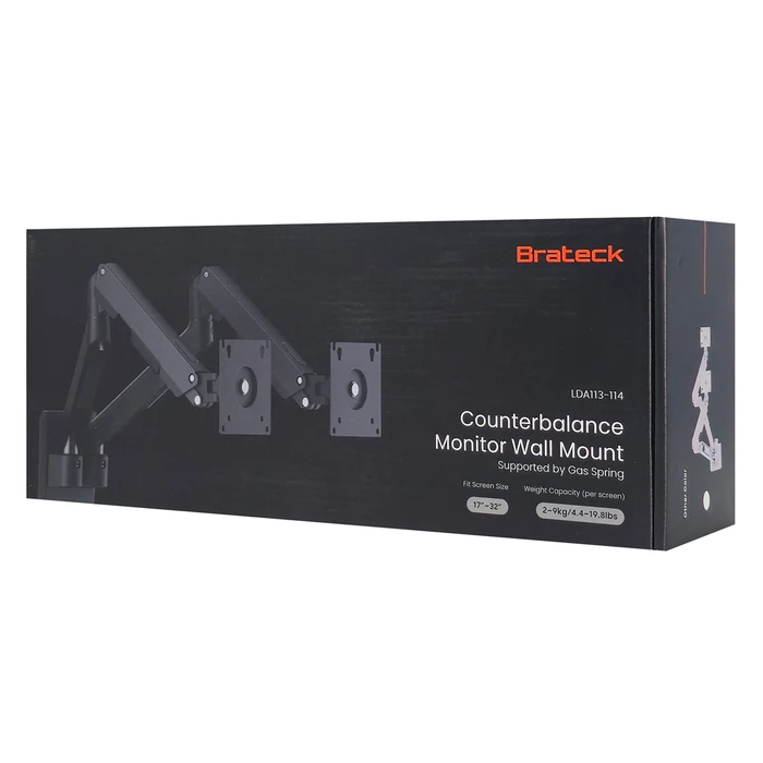 Brateck Επιτοίχια Βάση για 2 Οθόνες 17-32" (LDA113-114)