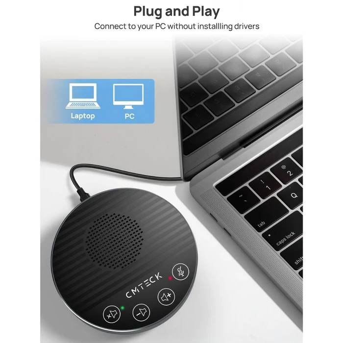 CMTECK LE2102 Επιτραπέζιο Μικρόφωνο USB/USB-C με Ηχείο, Omnidirectional, Μαύρο