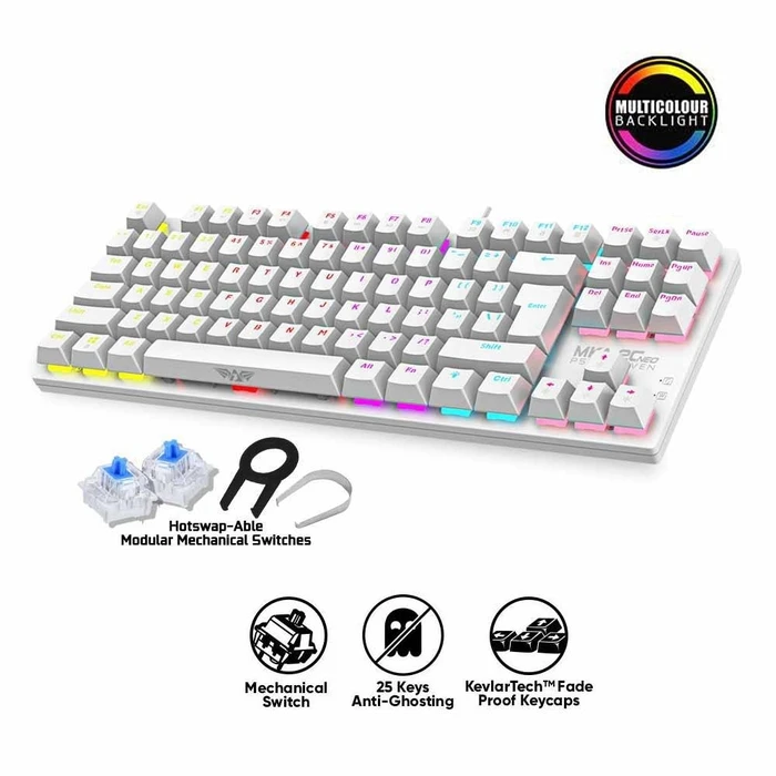 Gaming Πληκτρολόγιο Ενσύρματο Armaggeddon Mechanical MKA-2C NEO WHITE LINEAR RED SWITCH