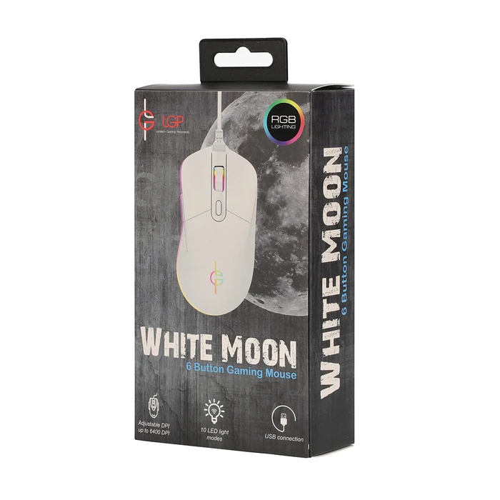 Ποντίκι Gaming Ενσύρματο Lamtech RGB 6400DPI WHITE 'WHITE MOON'