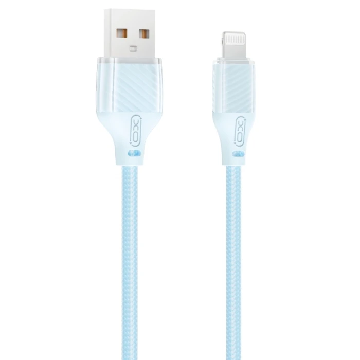 XO Καλώδιο Φόρτισης και Μεταφοράς Δεδομένων USB A σε Lightning Πλεκτό 6A Μπλε 1m