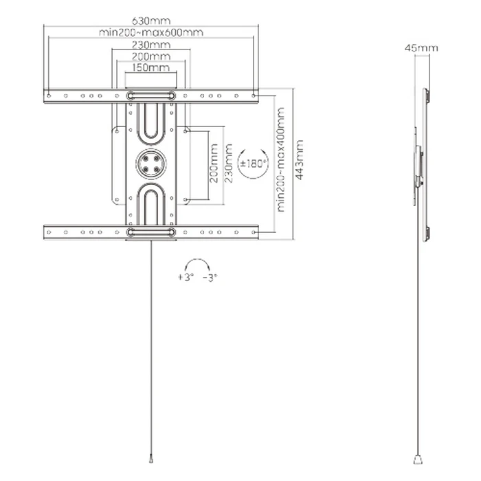 Βάση Τηλεόρασης Brateck επιτοίχια LP69-46F 37-80" έως 50kg