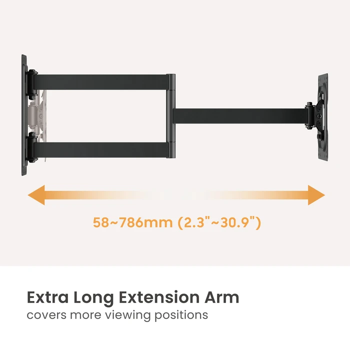 BRATECK LPA95-223L επιτοίχια βάση τηλεόρασης full motion, 23-43" έως 50kg, Μαύρη