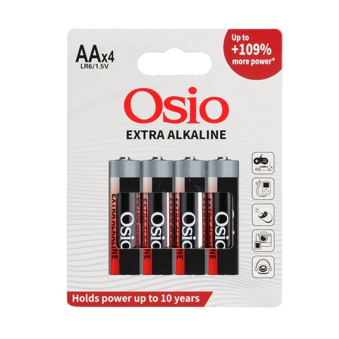 OSIO Alkaline Batteries AA Extra LR6EO4B 4-Pack