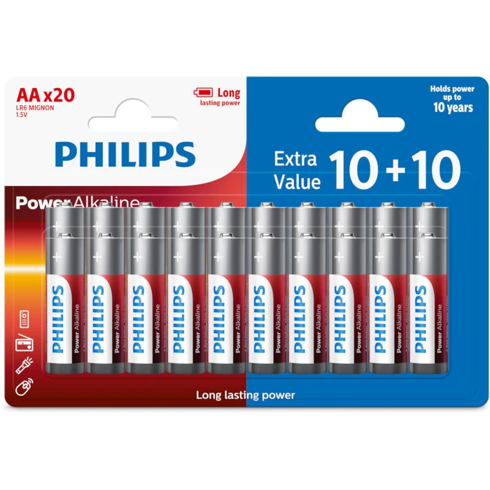 Αλκαλικές Μπαταρίες Philips LR6P20BP/GRS Power Alkaline 20 τμχ AA