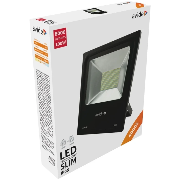 Προβολέας LED Avide Slim SMD 100W Λευκό 4000K