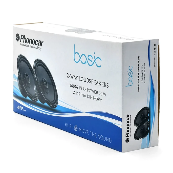 Ηχεία Αυτοκινήτου Phonocar Σετ Basic 66026, 6.5", 60W, 2 δρόμων