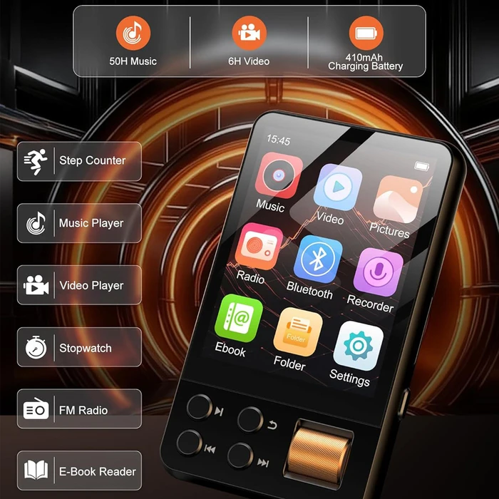 Ruizu MP3 Player (32GB) με οθόνη αφής 2.4" μαύρο - M19-32GB