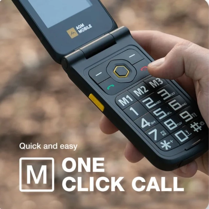 Κινητό Τηλέφωνο AGM M8 FLIP Μαύρο IP68/IP69K, Dual Sim με Bluetooth, USB, SD, 2.8?, SOS συμβατό με ακουστικά βαρηκοΐας