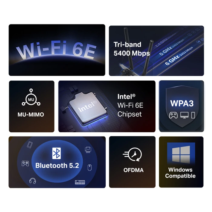 Κάρτα Δικτύου PCI-e Mercusys AXE5400 Wi-Fi 6E Bluetooth 5.2 (MA86XE)