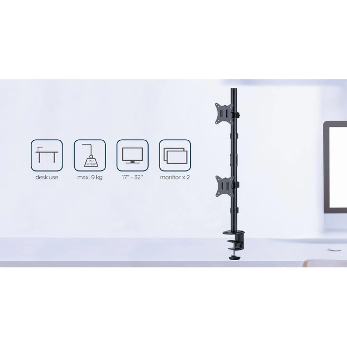 Βάση Monitor Gembird Adjustable 2-Display VERTICAL DESK 17'-32'