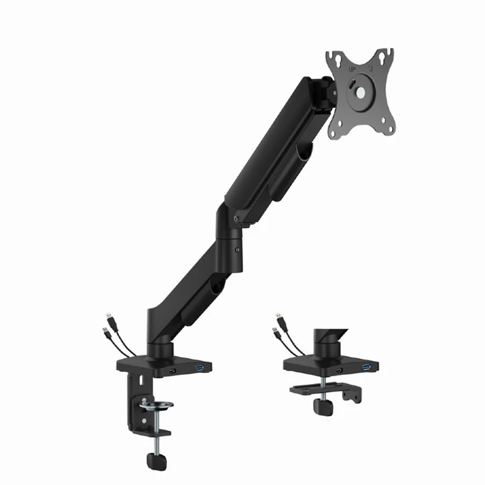 Gembird Adjustable Desk Display Mounting Arm with USB Ports 17 to 32 inches Black