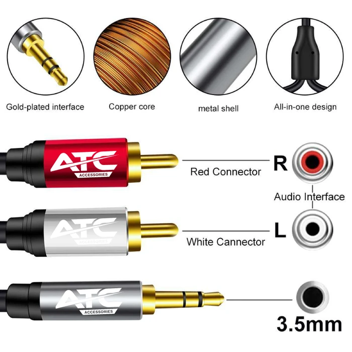 Καλώδιο Ήχου ATC HQ 3.5mm M/ 2 X RCA Cable 5m