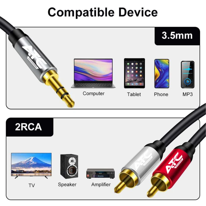 Καλώδιο Ήχου ATC HQ 3.5mm M/ 2 X RCA Cable 3m