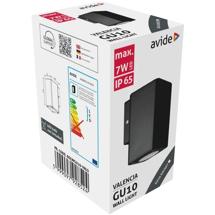 Εξωτερικό Φωτιστικό Avide Τοίχου Valencia 1xGU10 IP65