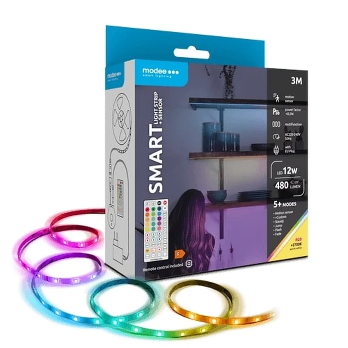 Modee Lighting Ταινία LED με Τηλεχειριστήριο & Αισθητήρα 12W IP20 2700K RGB 3m