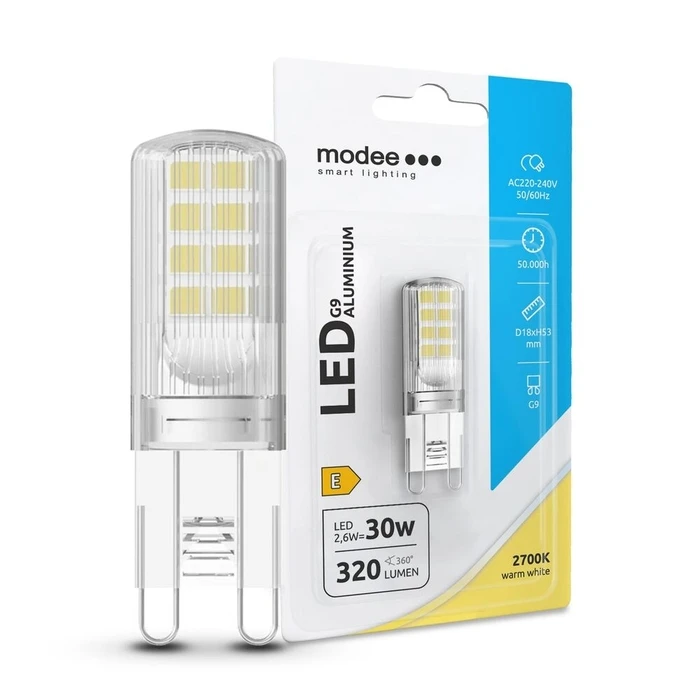 Modee Lighting LED G9 Aluminium 2.6W 2700K 320 lumen ERP B1