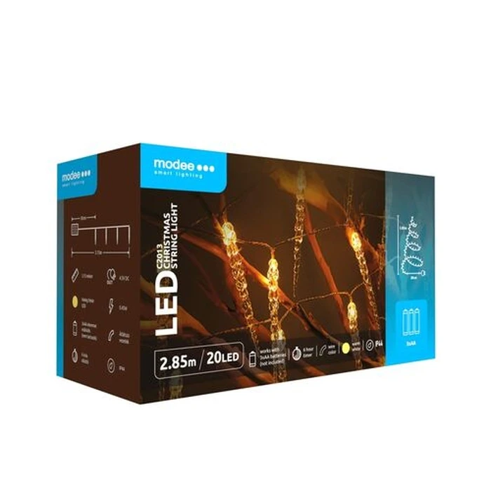 Modee Χριστουγεννιάτικα φωτάκια LED 20 LED 2,85 μ. Θερμό λευκό (SKU: 40.004.0013)