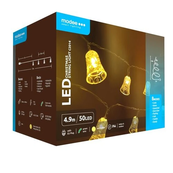 Modee Φωτάκια Χριστουγεννιάτικα LED 50 θερμό λευκό 4,9 μ. με τροφοδοτικό