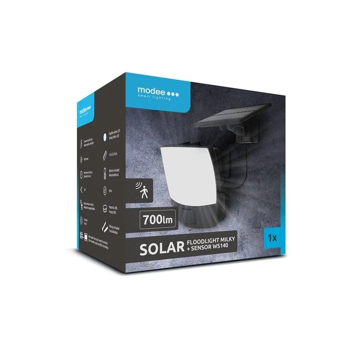 Modee Lighting Στεγανός Ηλιακός Προβολέας LED Ψυχρό Λευκό με Αισθητήρα Κίνησης και Φωτοκύτταρο IP44 ML-WS140