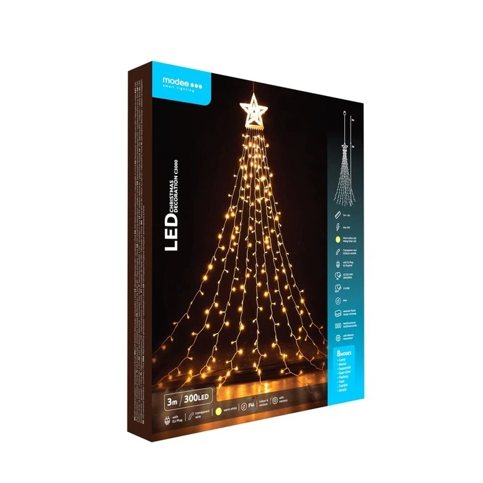 Modee Lighting LED Χριστουγεννιάτικα Φωτάκια C3000 — 300 LED, 6m (3m+3m), Θερμό