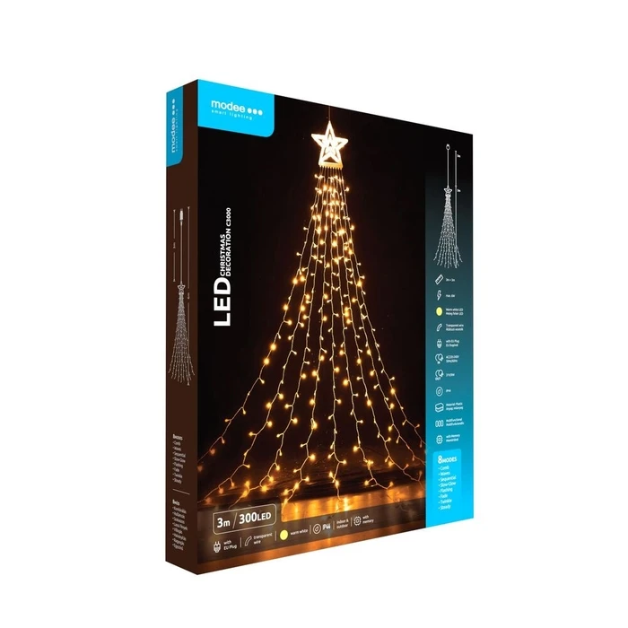 Modee Lighting LED Χριστουγεννιάτικα Φωτάκια C3000 — 300 LED, 6m (3m+3m), Θερμό