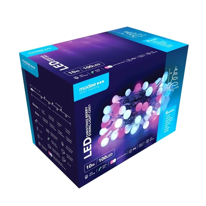 Modee Christmas LED Λαμπάκια Τύπου Berry με Βύσμα Ροζ και Ψυχρό