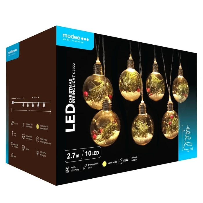 Modee Χριστουγεννιάτικα Φωτάκια LED 10 LED 5,7 m Θερμό Λευκό με Βύσμα (SKU: 40.004.0042)