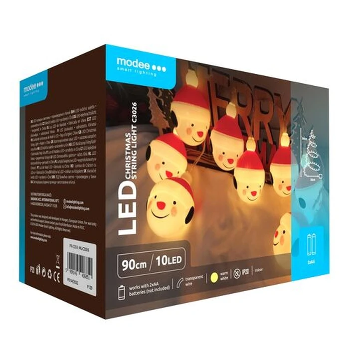 Modee Χριστουγεννιάτικα Φωτάκια LED Μπαταρίας 10LED 1,2μ Θερμό Λευκό (2xAA)