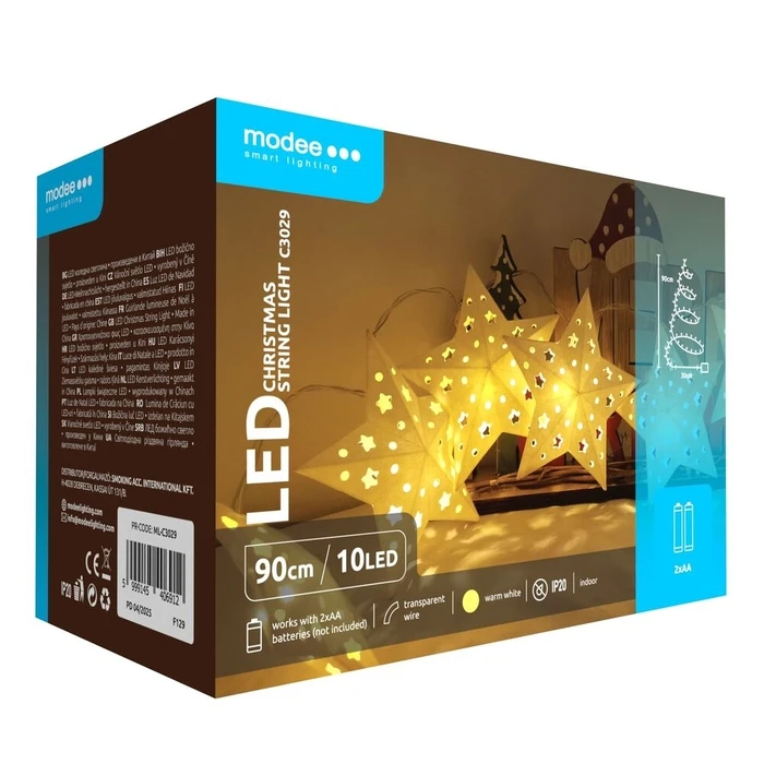 Modee Χριστουγεννιάτικα Διακοσμητικά Φωτάκια LED Μπαταρίας 10LED 1,2m Θερμό Λευκό
