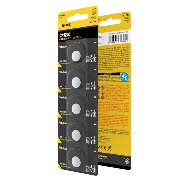 Technik Μπαταρίες Κουμπιά Λιθίου CR1220 3V B5