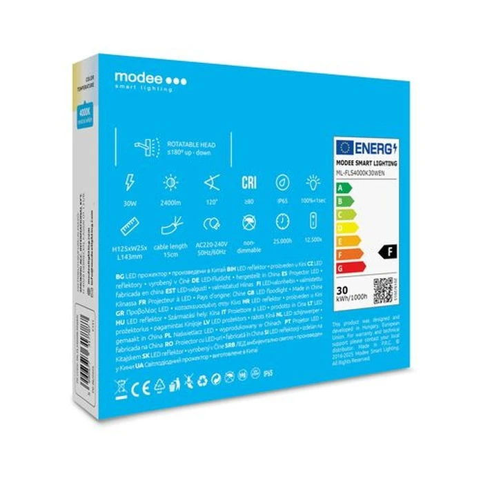 Modee Lighting Προβολέας LED E-series Slim 30W 4000K 2400 lm ERP