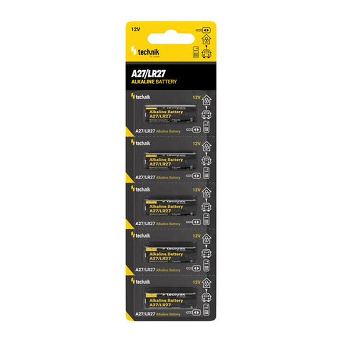 Technik Platinum A27 (LR27) 12V Alkaline Battery Pack - 5 pcs (TA27-B5)