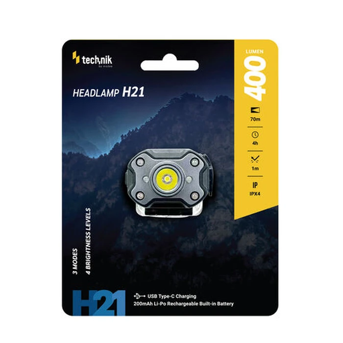 Technik Επαναφορτιζόμενος Φακός Κεφαλής LED H21 400lm (MT-H21)