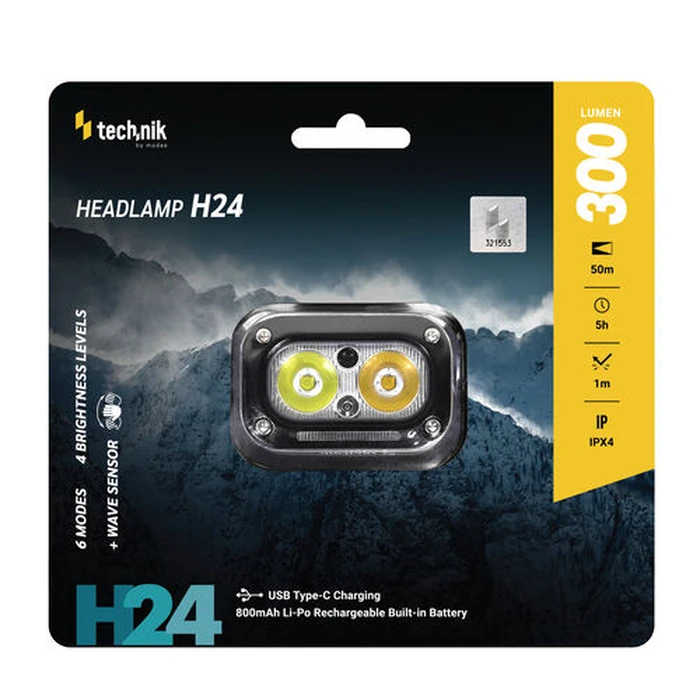 Technik H24 Rechargeable LED Headlamp USB Type-C 300 lm