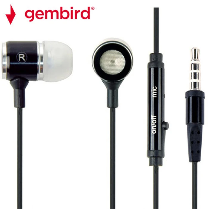 Handsfree Ακουστικά Gembird METAL EARPHONES With Microphone Black
