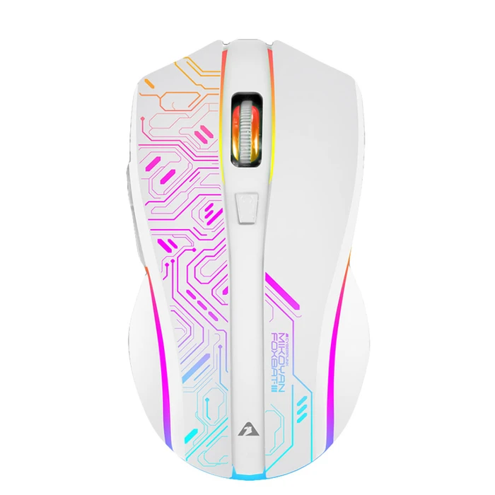 Gaming Ποντίκι Armaggeddon 2.4G Wireless Rgb 10000 Cpi Mikoyan Foxbat-Iii Cyberpunk White