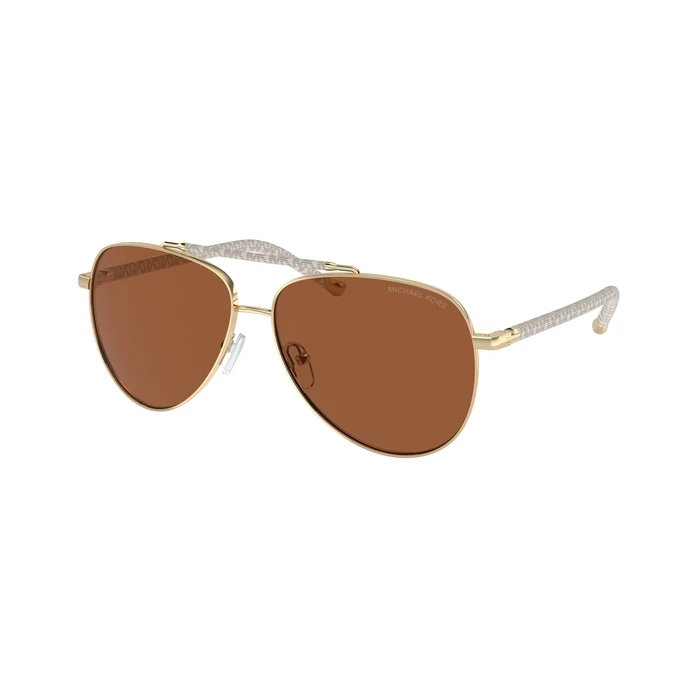 Michael Kors Women's Sunglasses MK1146-101473 – Gold Metal Aviator with Brown Lenses