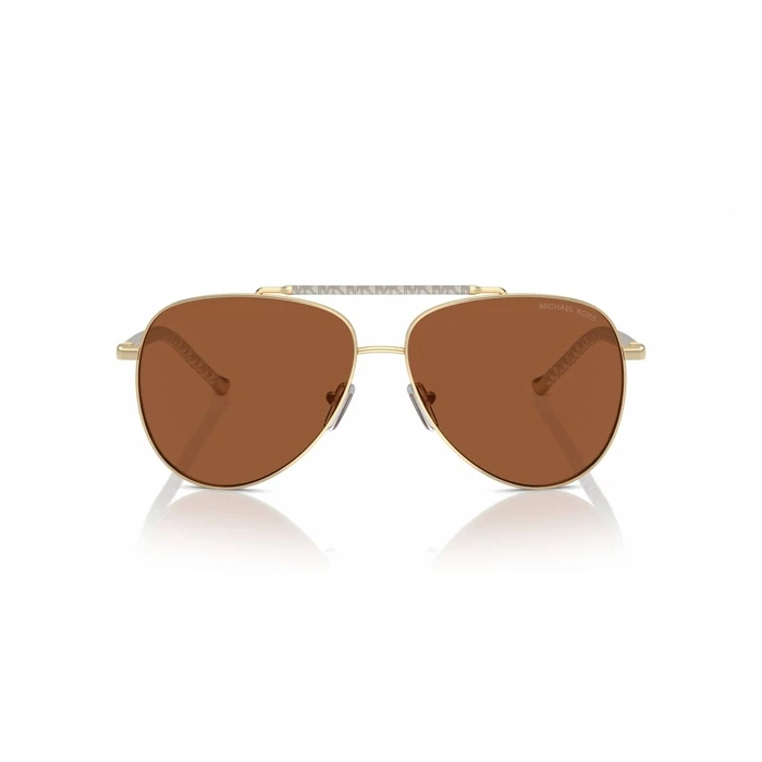 Michael Kors Women's Sunglasses MK1146-101473 – Gold Metal Aviator with Brown Lenses