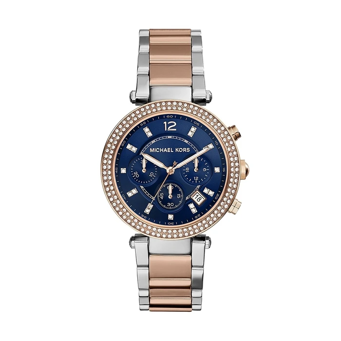 Γυναικείο Ρολόι Michael Kors Mk6141 (39mm) Μεταλλικό Μπρασελέ Ασημί-Ροζ Χρυσό