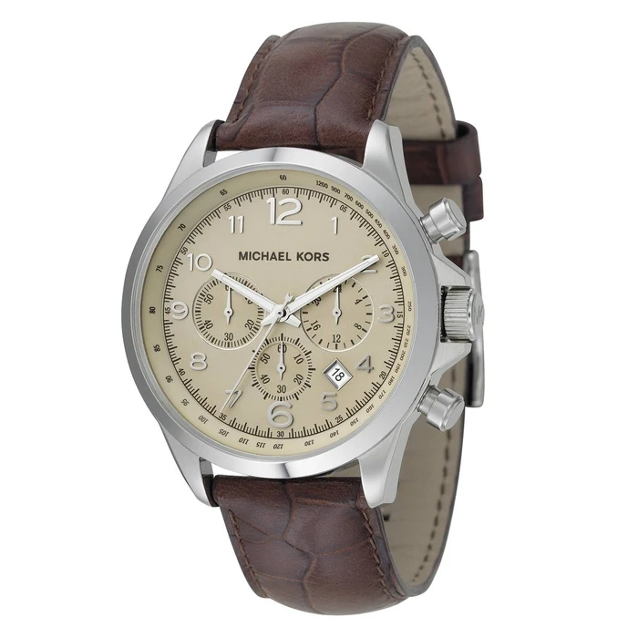 Ανδρικό Ρολόι Michael Kors Mk8115 (45mm) Δερμάτινο Λουράκι Καφέ