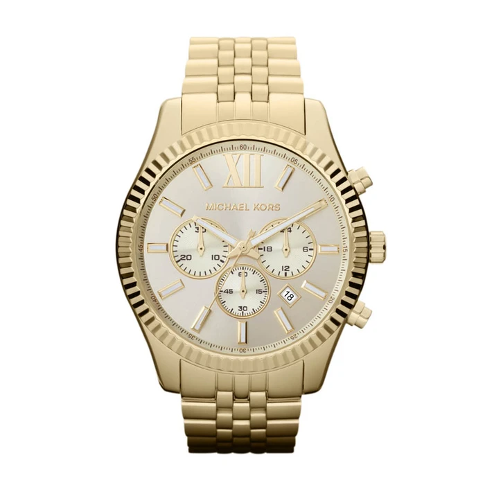 Ανδρικό Ρολόι Michael Kors Mk8281 (45mm) Μεταλλικό Μπρασελέ Χρυσό