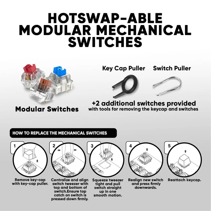Gaming Πληκτρολόγιο Armaggeddon Hot-Swap 12fx Backlight Blue Switch Mka-7c 2024 White Clicky