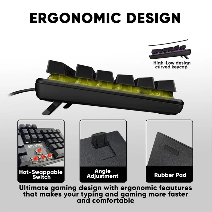 Gaming Πληκτρολόγιο Armaggeddon Hot-Swap 12fx Backlight Red Switch Mka-7c 2024 Black Linear