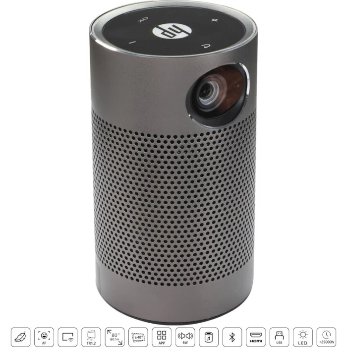 Projector HP MP250 3-IN-1 με Power Bank, 84?, ενσωματωμένα ηχεία, USB Type-C  45W Mαύρος