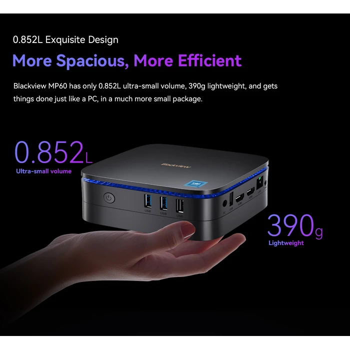 Mini PC Blackview Mini Pc Intel N150 (16Gb+1Tb) 4K Dual Band Win11 Pro Black