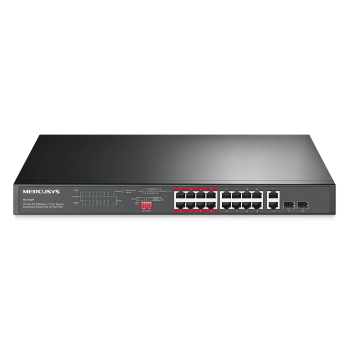 Network Switch Mercusys Rackmount Ms118Cp, 16X 10/100Mbps Poe+ & 2X Gigabit, Un/1.0