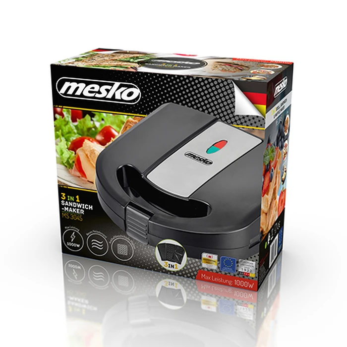 Τοστιέρα Mesko 3 IN 1 SANDWICH MAKER 1000W Μαύρη