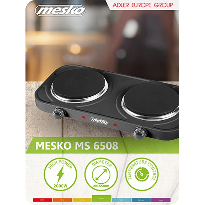 Επιτραπέζια Εστία Mesko STOVE TWO BURNER 2000W